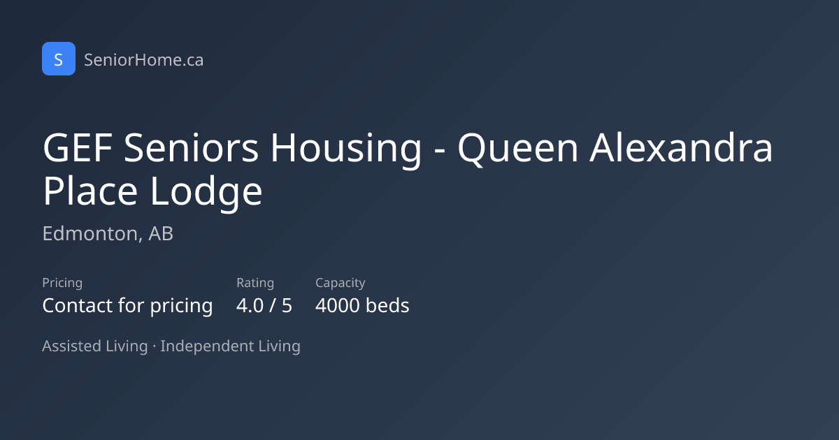 GEF Seniors Housing - Queen Alexandra Place Lodge — Edmonton, AB ...