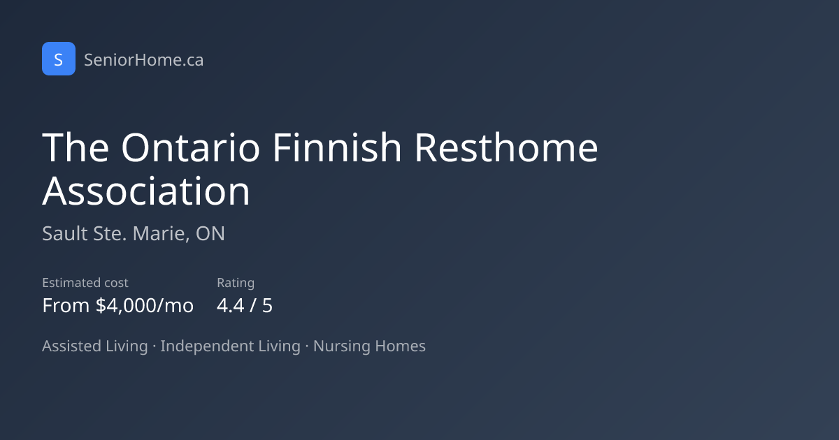 The Ontario Finnish Resthome Association — Sault Ste. Marie, ON ...